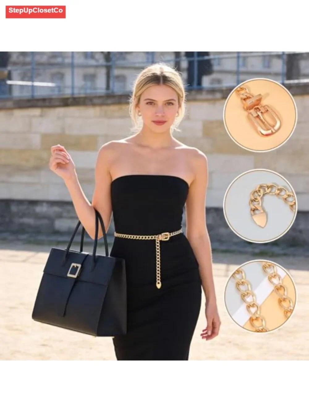 Women's Gold Chain Waist Belt - Adjustable Stainless Steel Hip Belt
